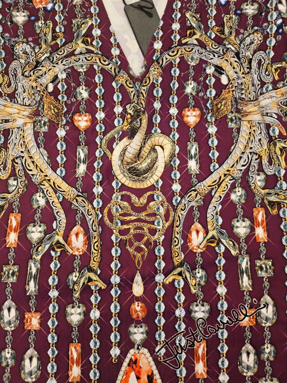 Just Cavalli burgundy printed stretch top, size M, NWT - Picture 8 of 16